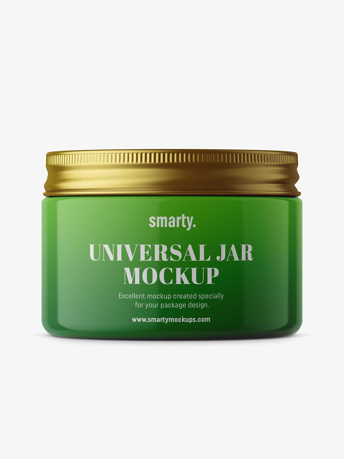 Small plastic jar with silver lid mockup / glossy
