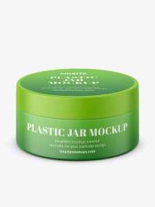 Small plastic jar with two labels