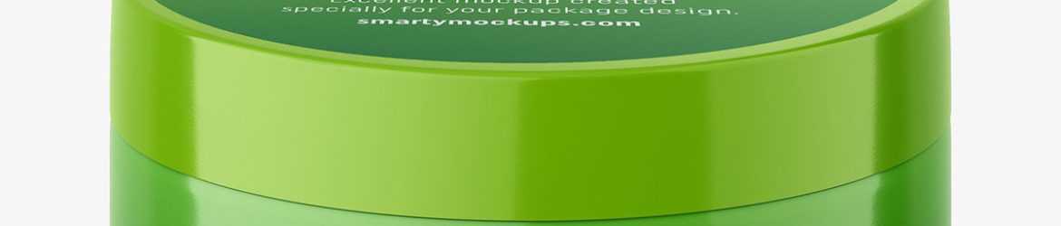 Small plastic jar with two labels / glossy