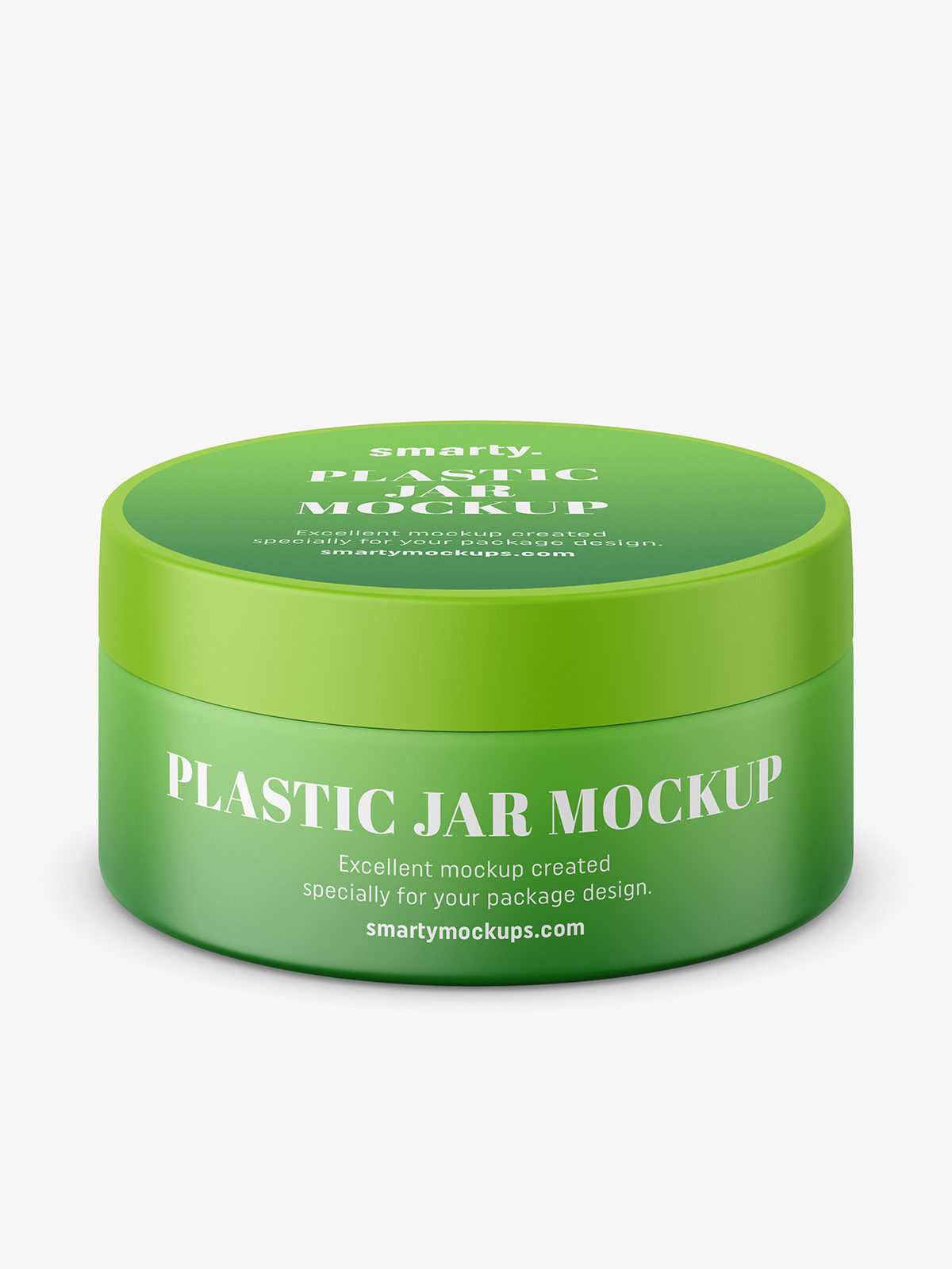 Small plastic jar with two labels