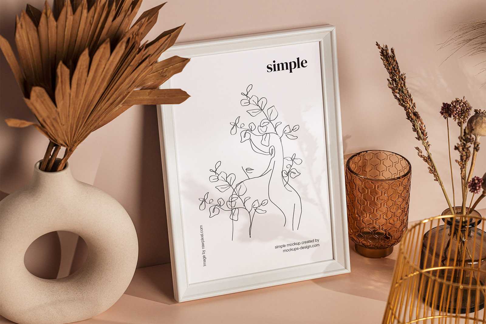 Small poster frame mockup