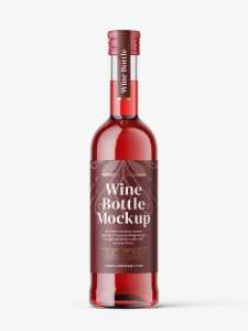 Small red wine bottle mockup