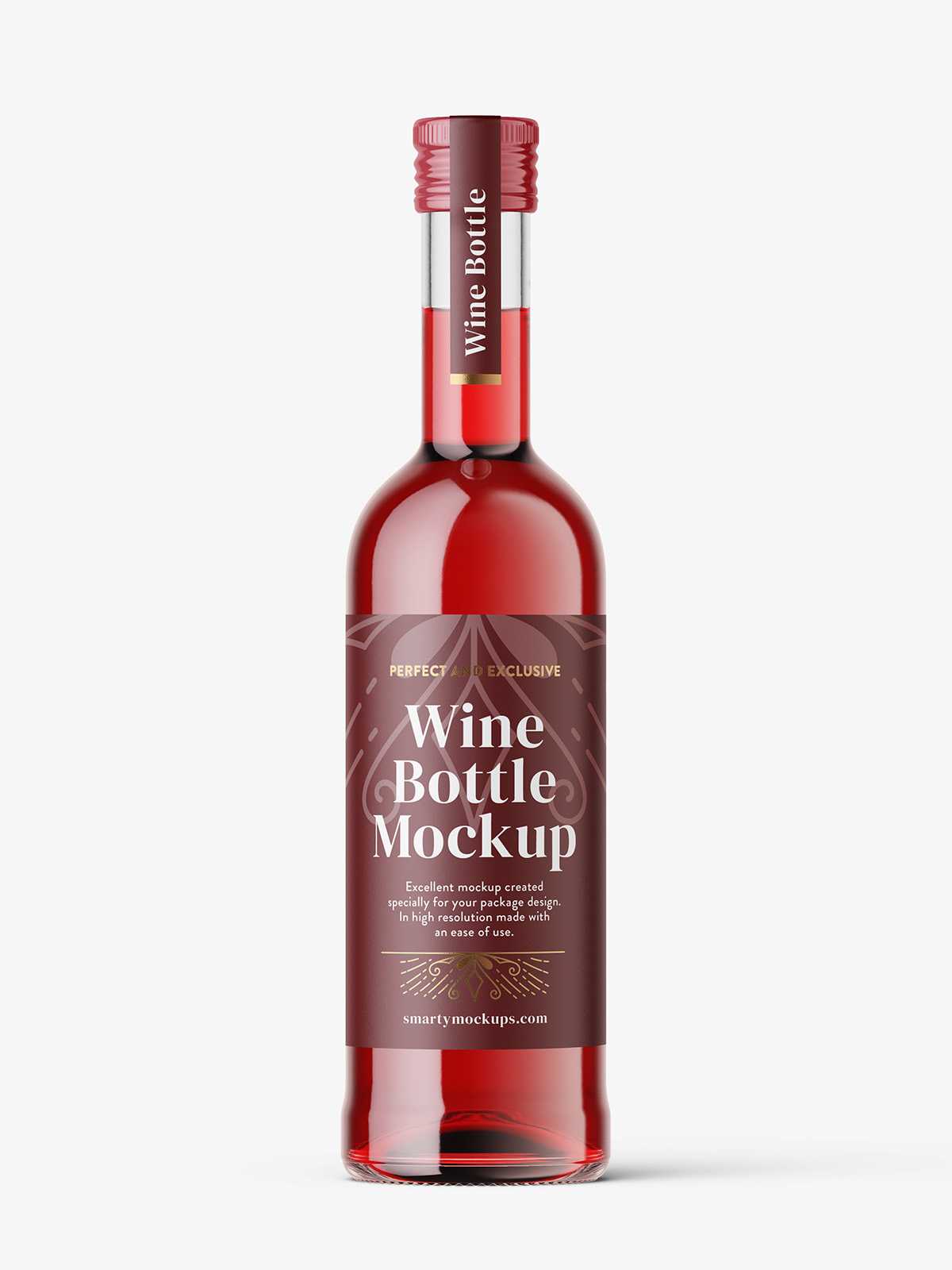Small red wine bottle mockup