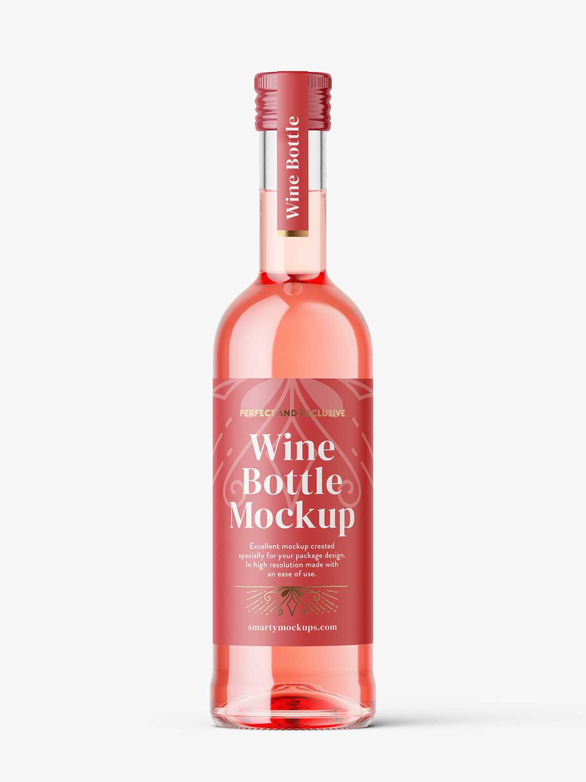 Small rose wine bottle mockup
