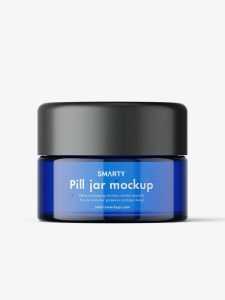 Small round jar mockup / blue