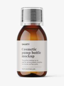 Small syrup bottle mockup / amber