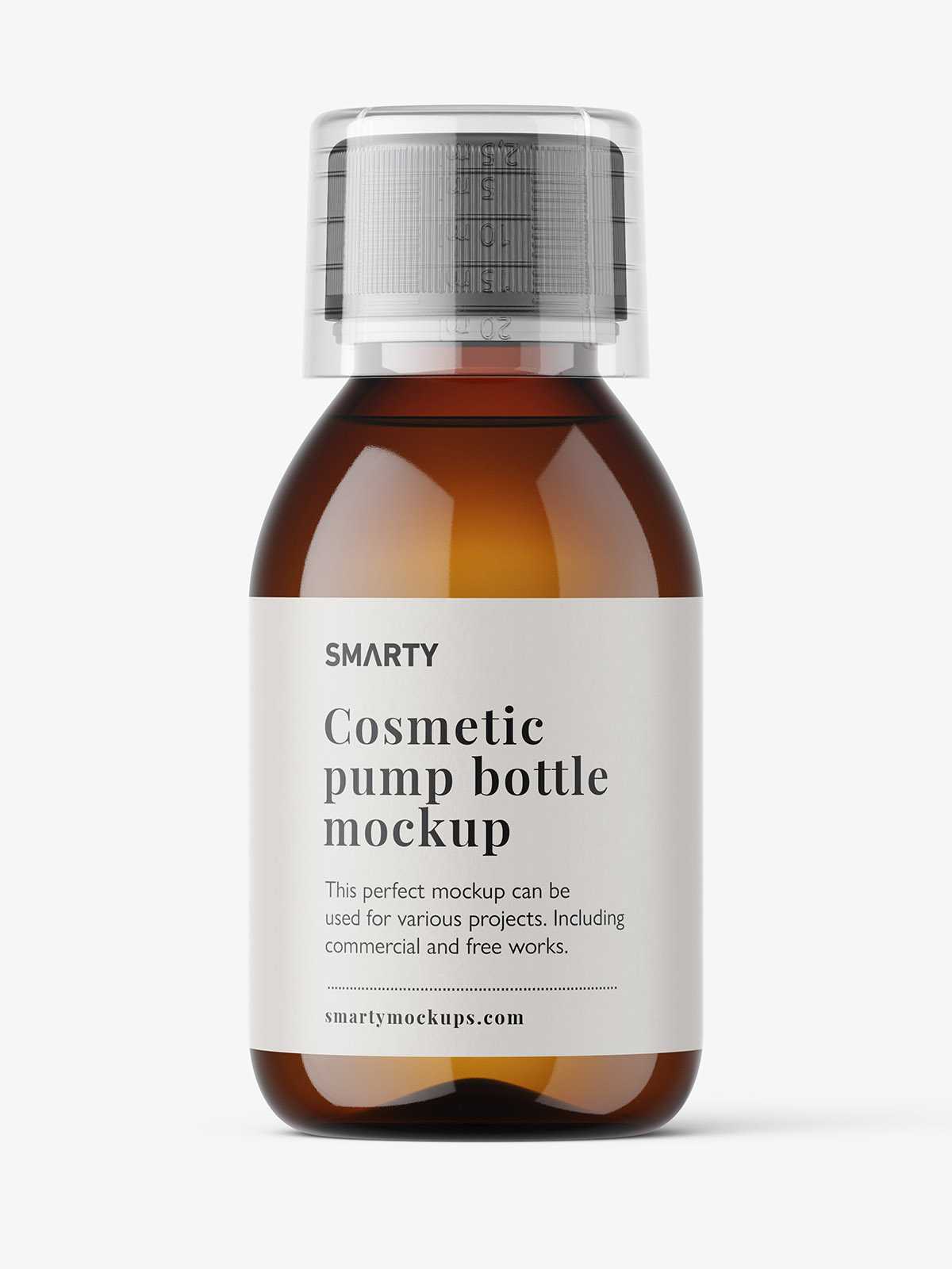 Small syrup bottle mockup / amber