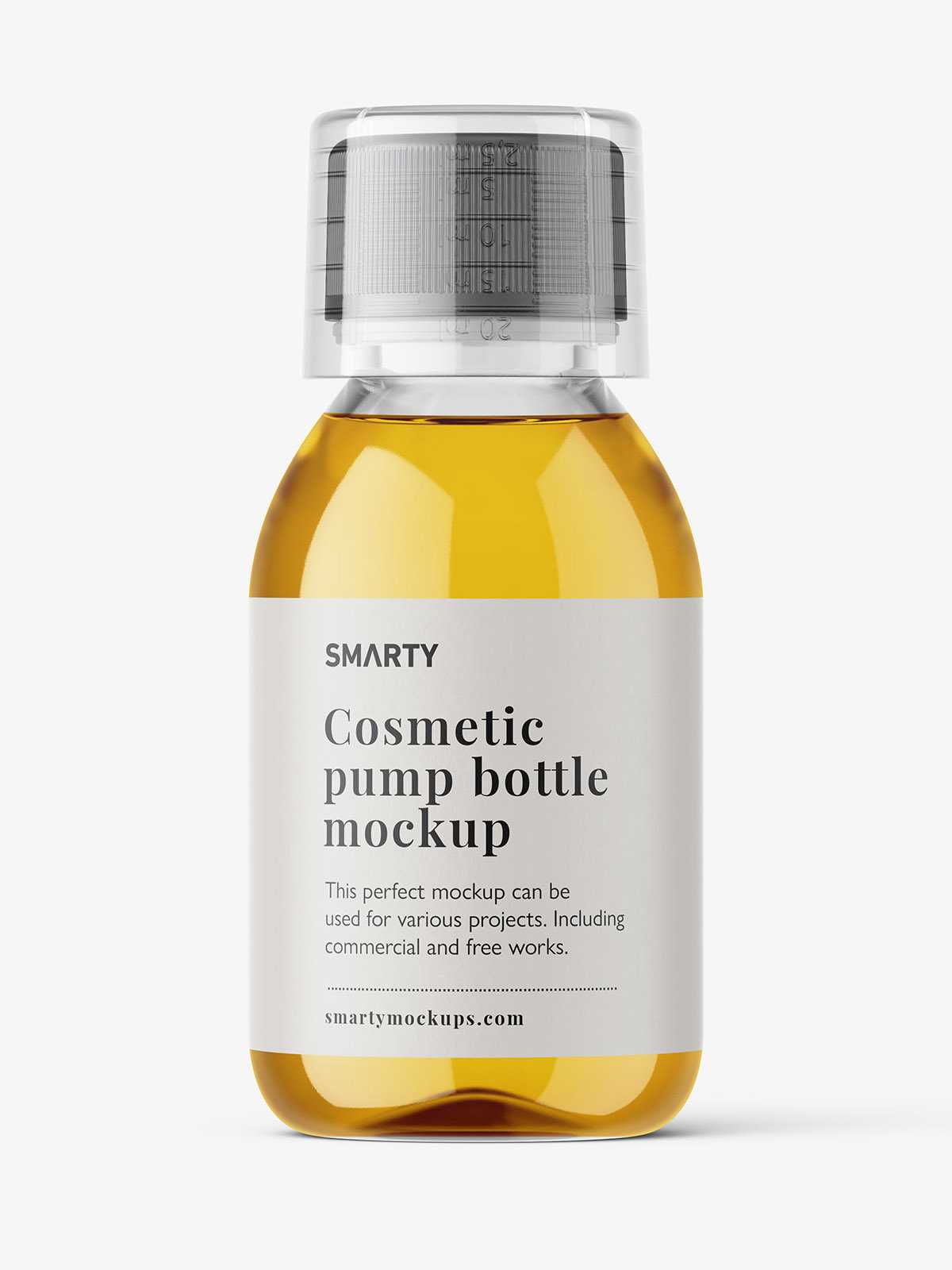Small syrup bottle mockup / clear