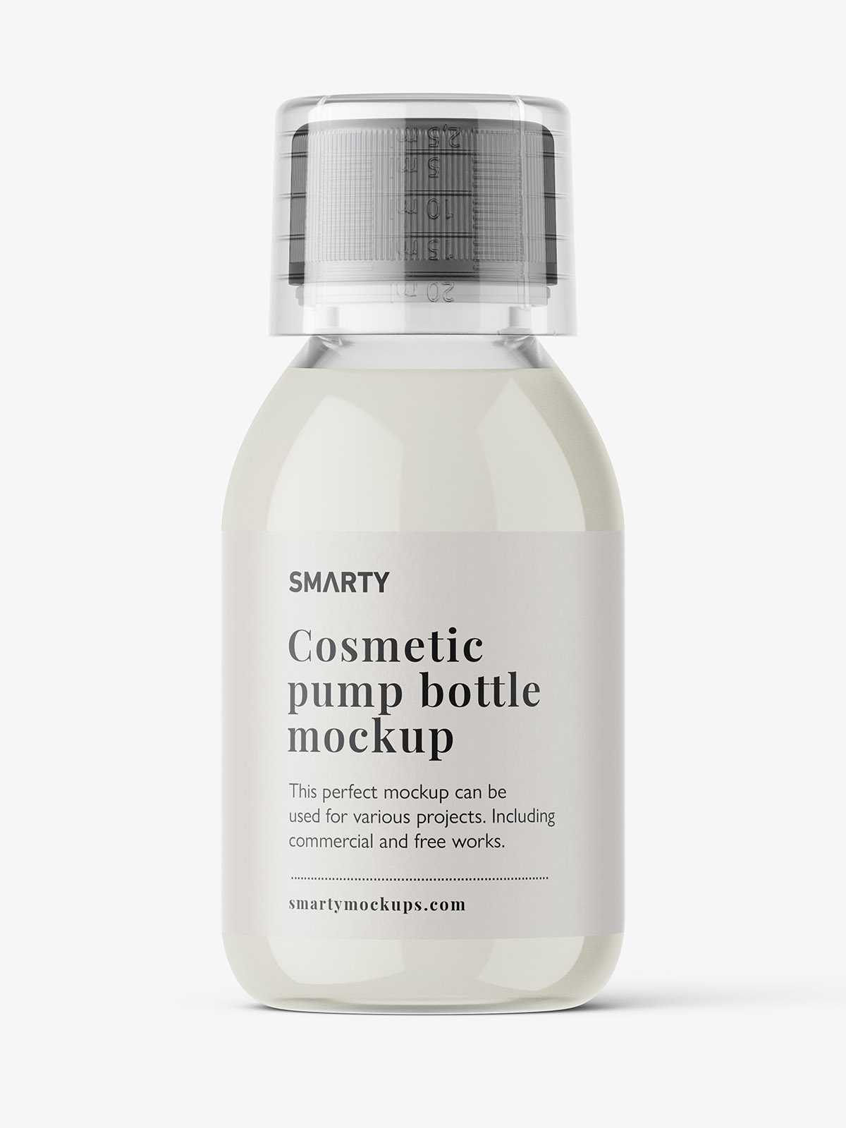 Small syrup bottle mockup / cream