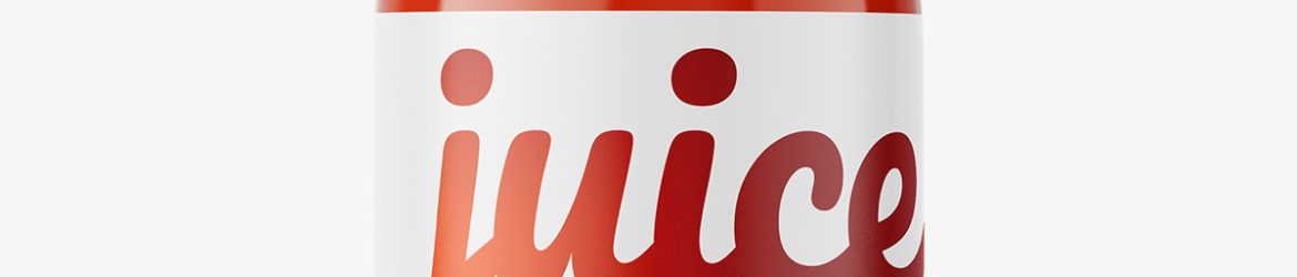Small tomato juice bottle mockup