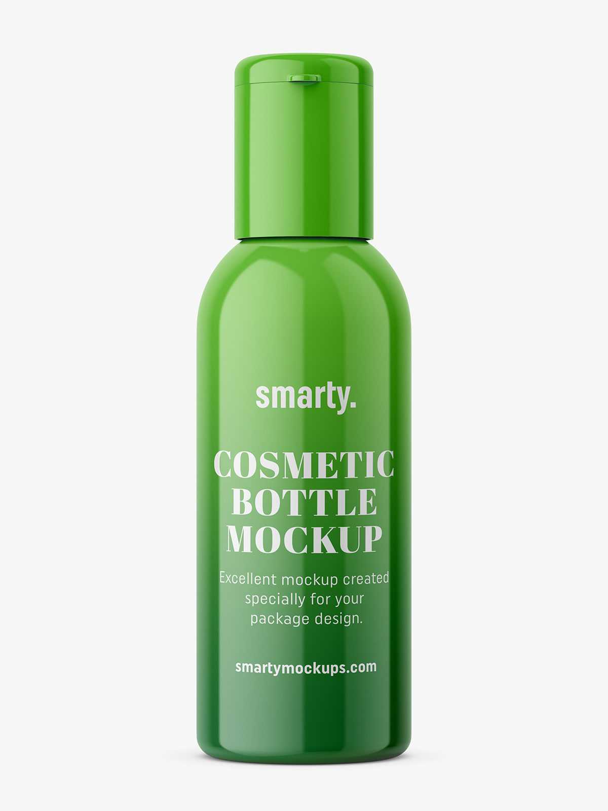Small universal glossy plastic bottle