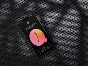 Smartphone on plastic background mockup