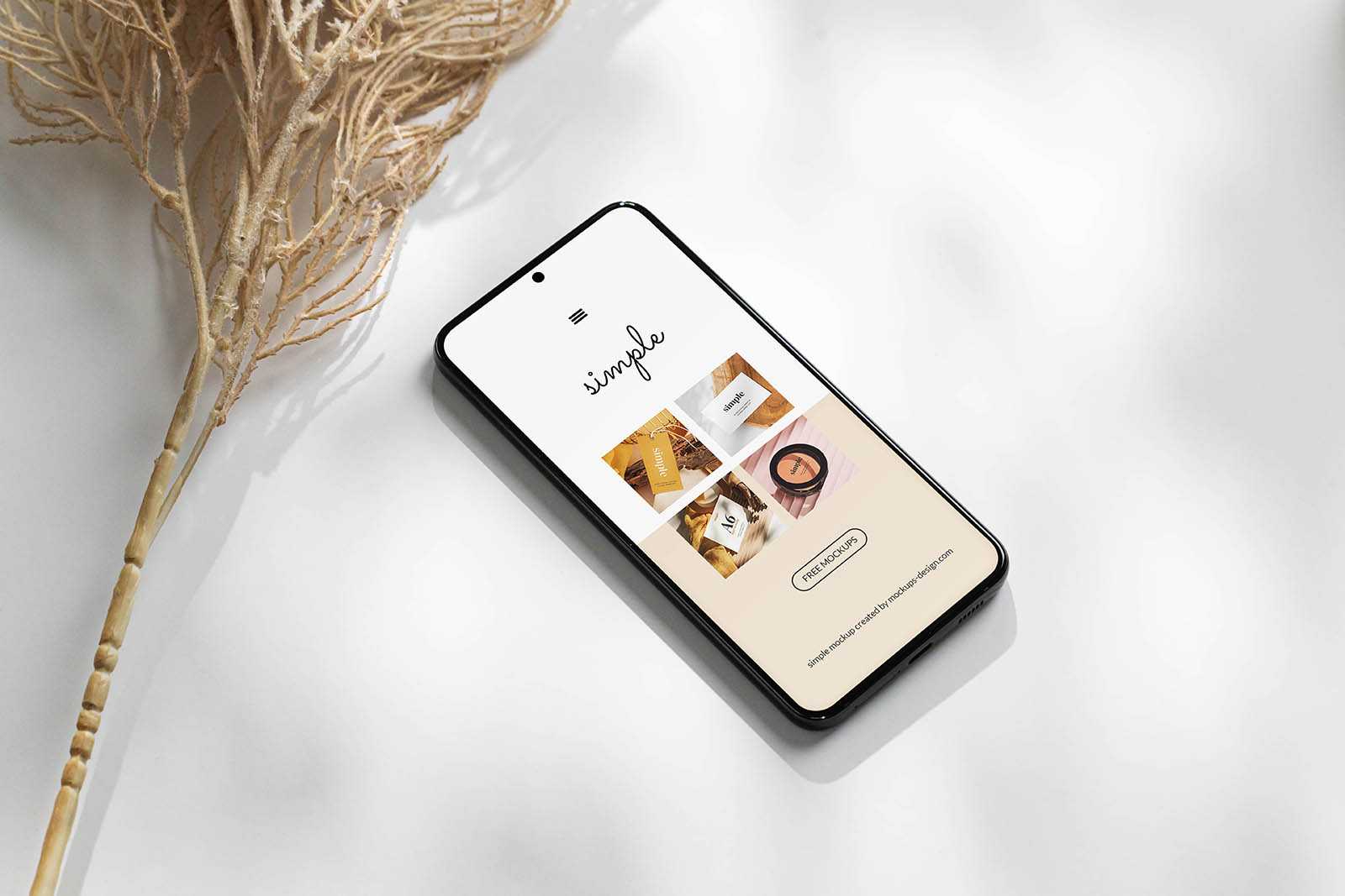 Smartphone on white background mockup