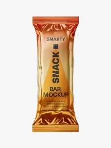 Snack pack / food pouch mockup / metallic