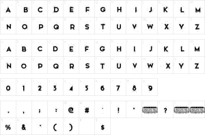 Mapa de caracteres da fonte Snowinter Font