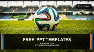 Soccer ball on green grass PowerPoint Templates