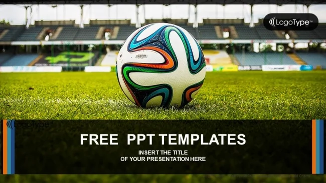 Soccer ball on green grass PowerPoint Templates