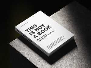 Softcover book on concrete mockup