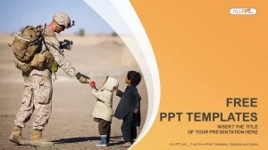 Soldier and children-Military PowerPoint Templates