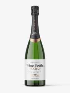 Sparkling wine bottle mockup