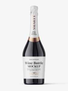 Sparkling wine bottle mockup