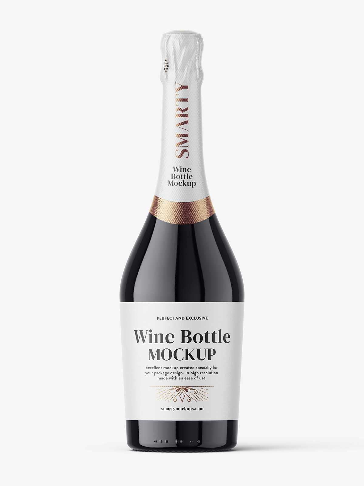 Sparkling wine bottle mockup