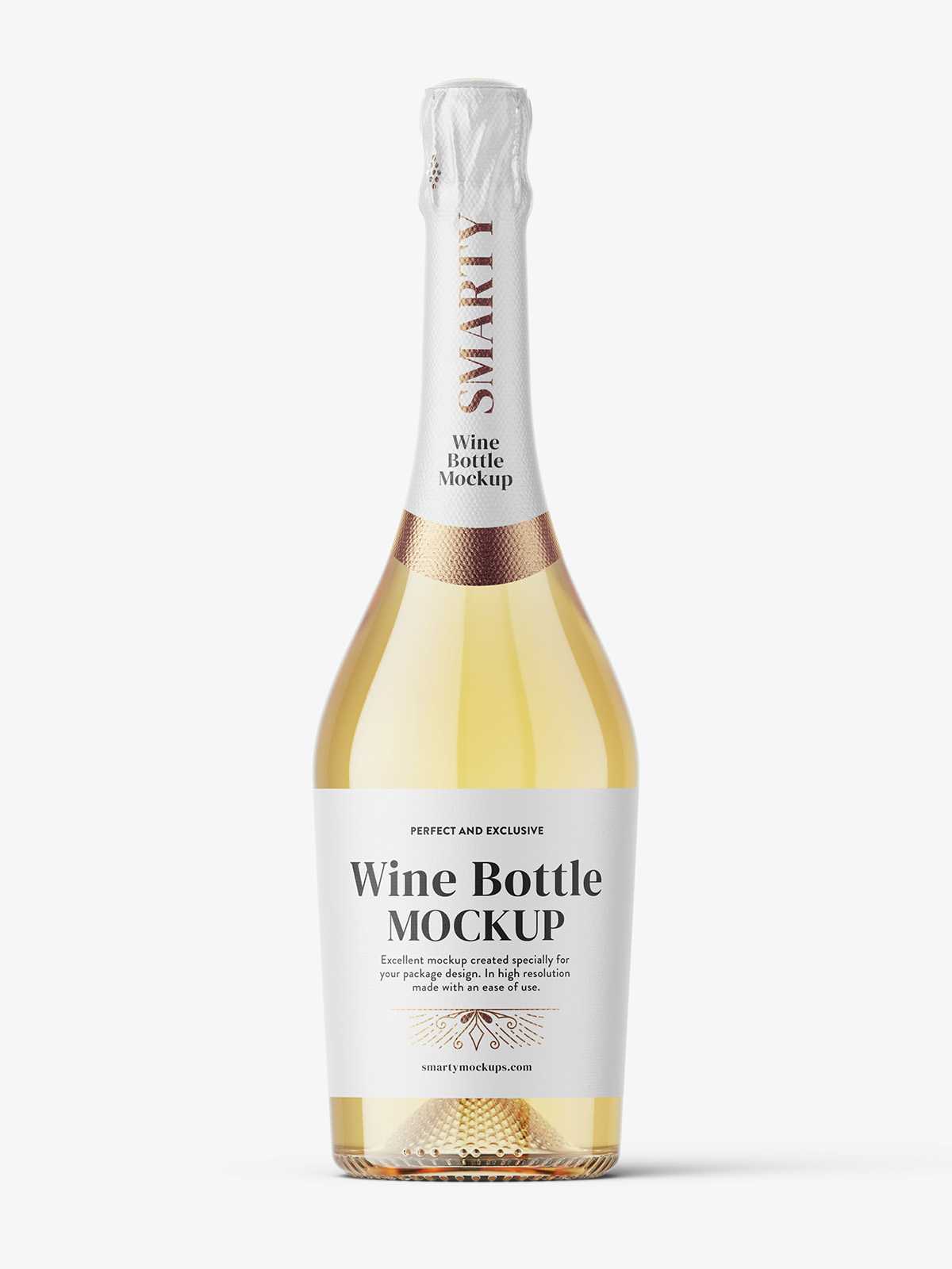 Sparkling wine bottle mockup