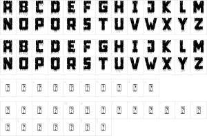 Mapa de caracteres da fonte Spooky Grave Font