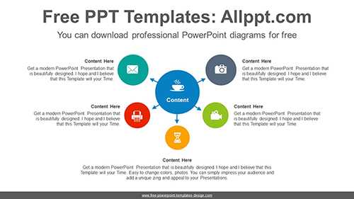 Spread 5-circle PowerPoint Diagram Template