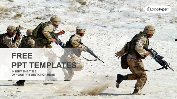 Squad of soldiers in the desert PowerPoint Templates