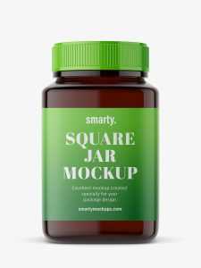 Square amber jar mockup