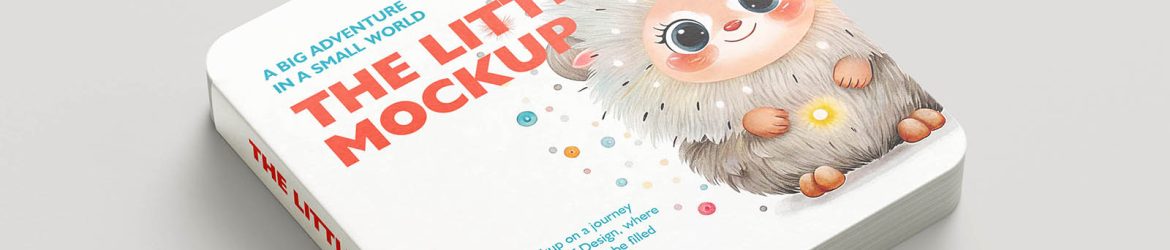 Square board children's book mockup