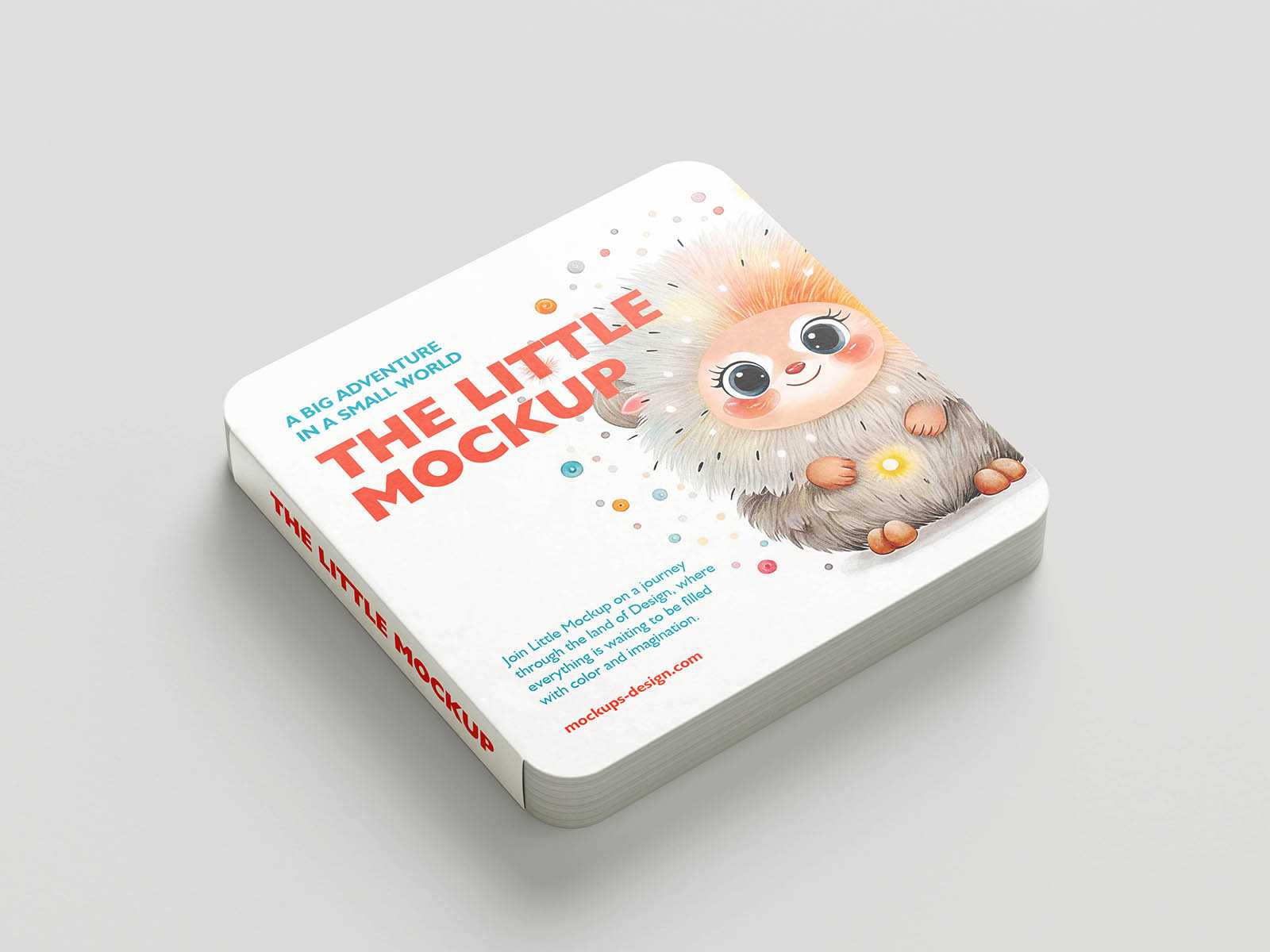 Square board children's book mockup