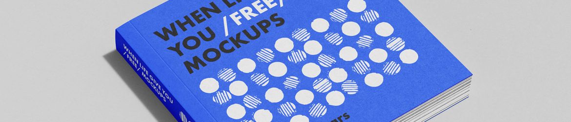 Square book mockup with hard shadow