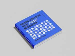 Square book mockup with hard shadow