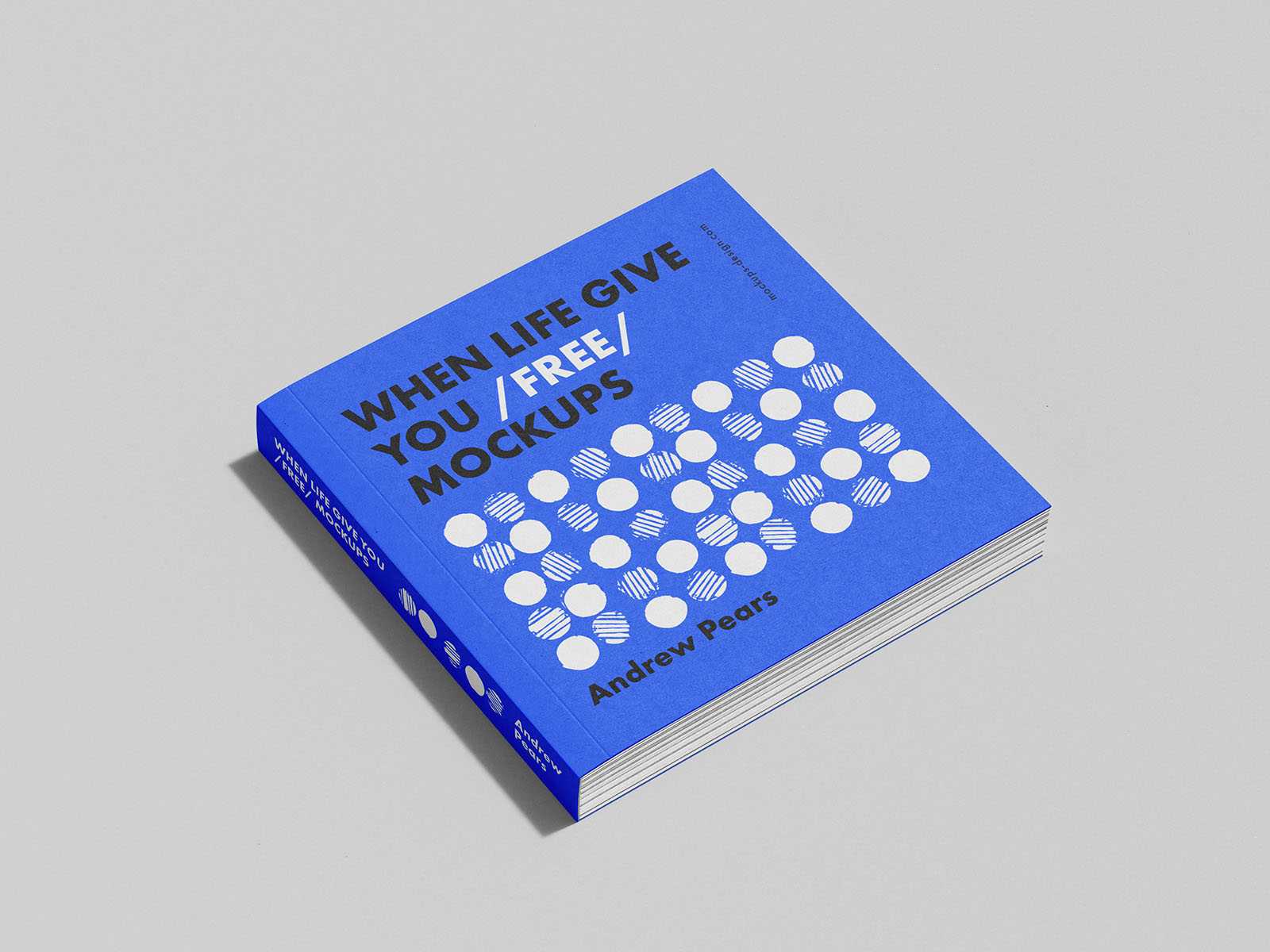 Square book mockup with hard shadow