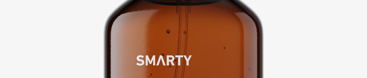 Square bottle with atomizer mockup / amber