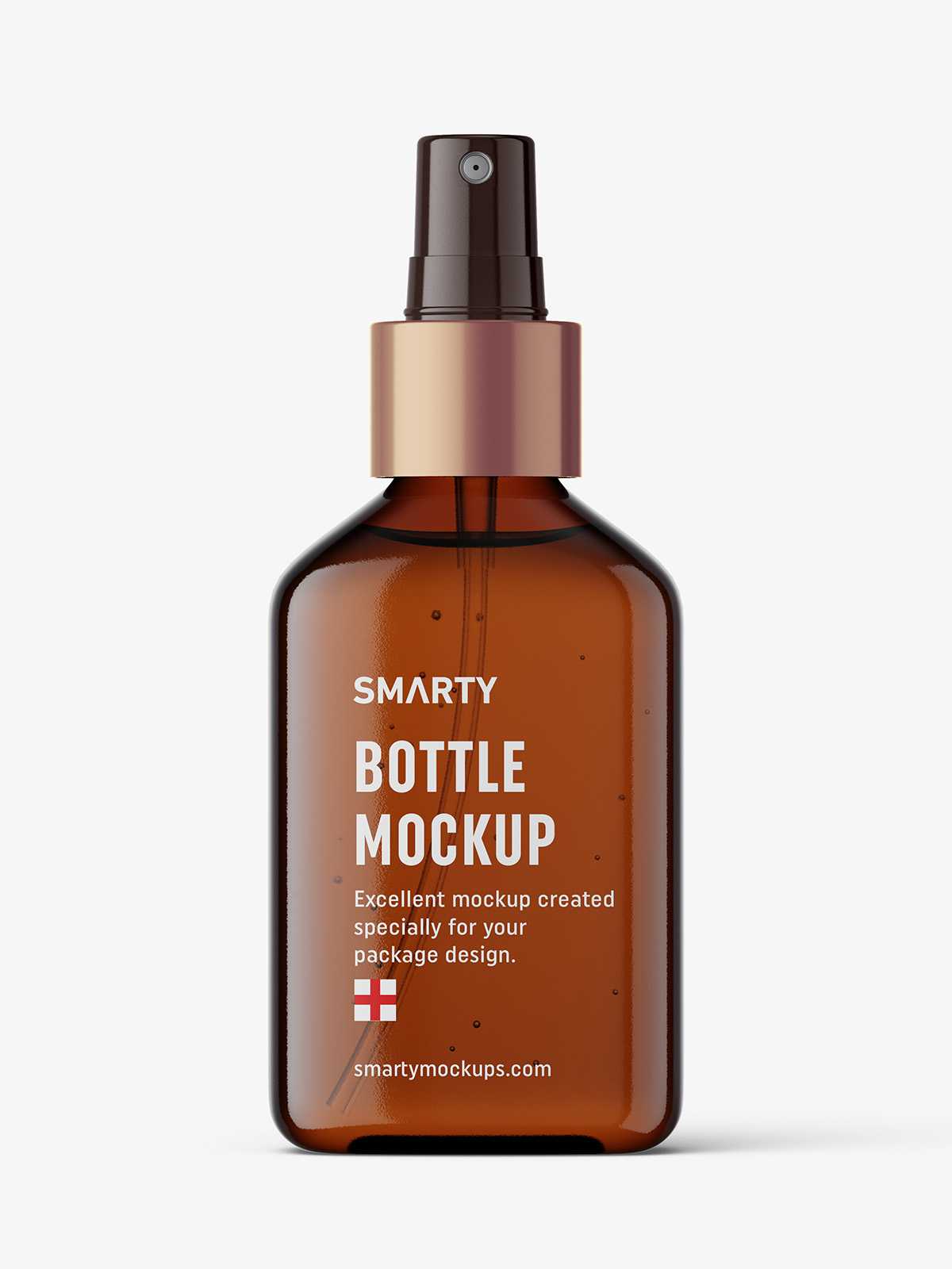 Square bottle with atomizer mockup / amber