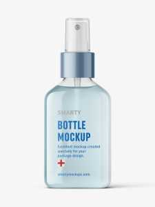 Square bottle with atomizer mockup / gel