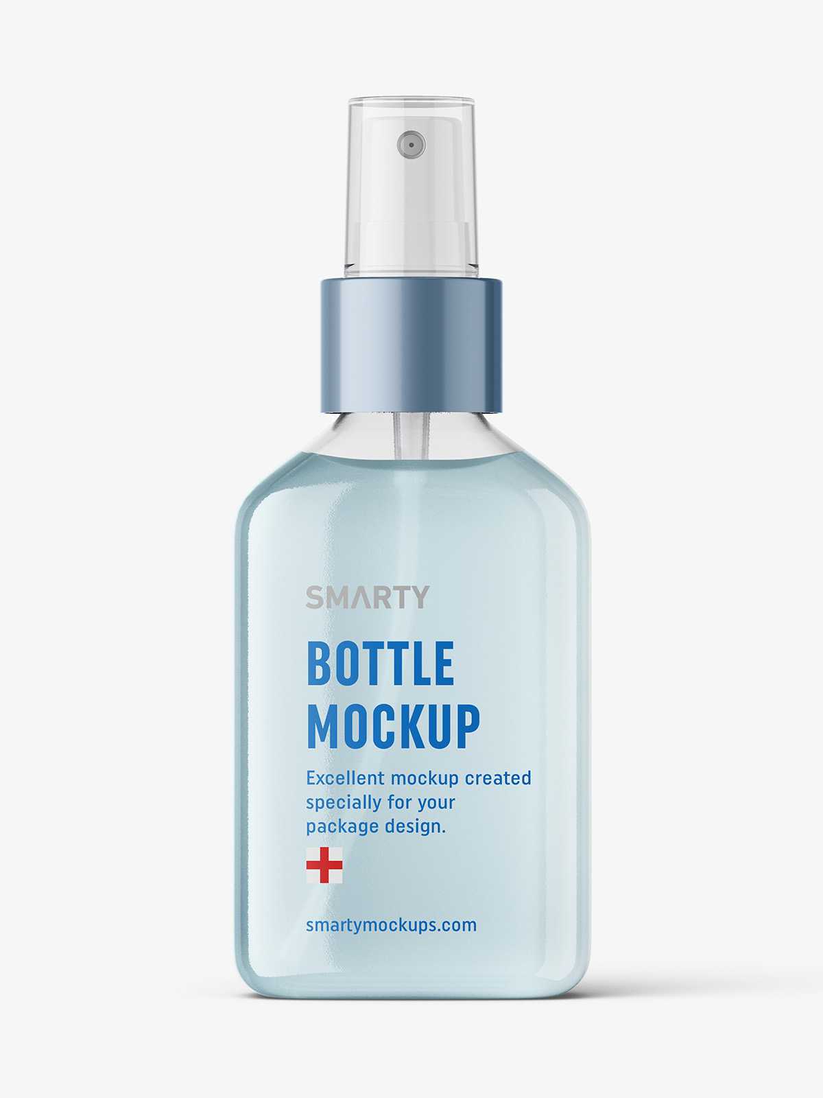 Square bottle with atomizer mockup / gel