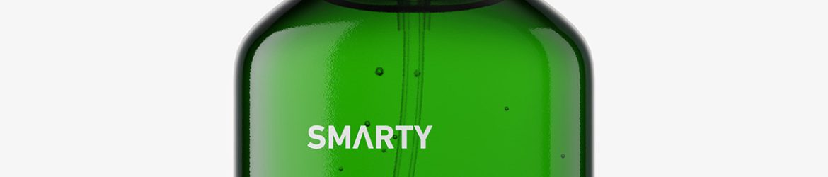 Square bottle with atomizer mockup / green