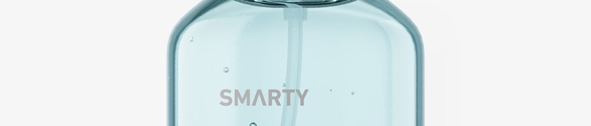 Square bottle with atomizer mockup / liquid