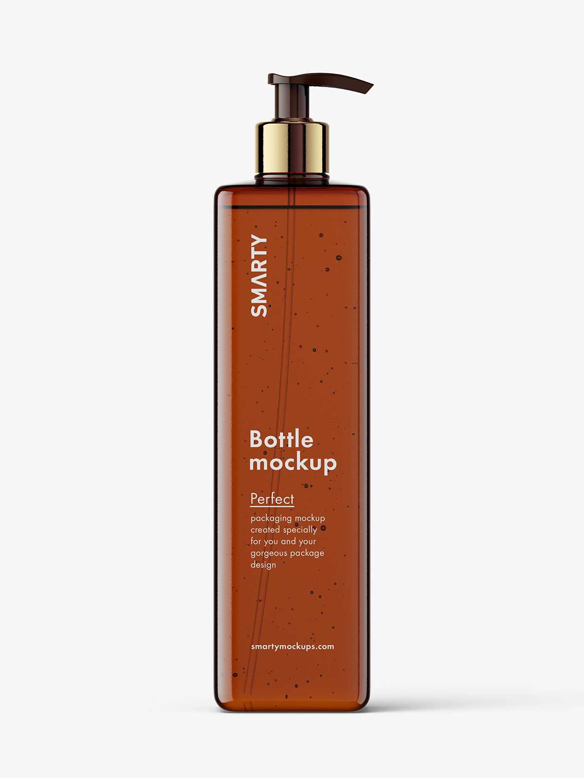 Square bottle with pump mockup / amber