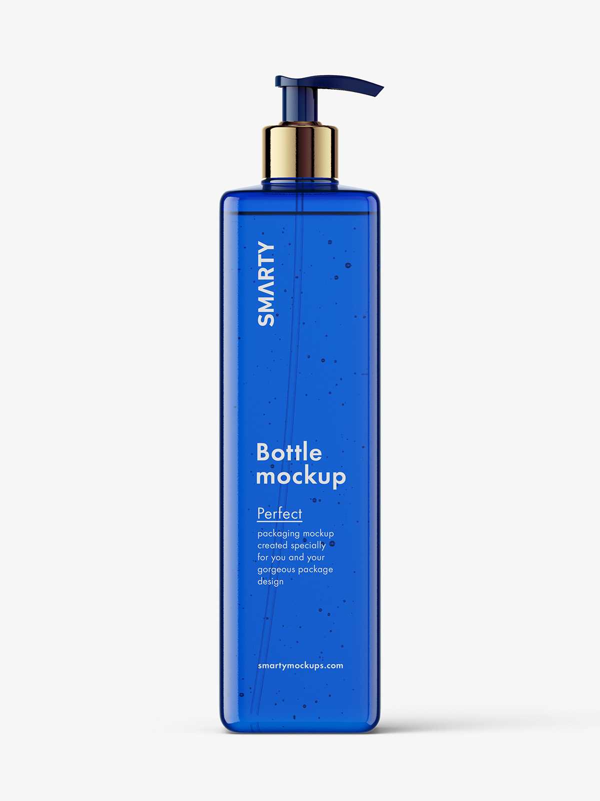 Square bottle with pump mockup / blue