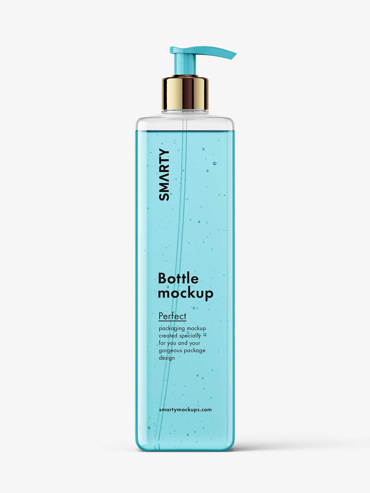 Square bottle with pump mockup / clear