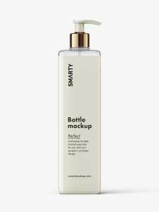Square bottle with pump mockup / cream