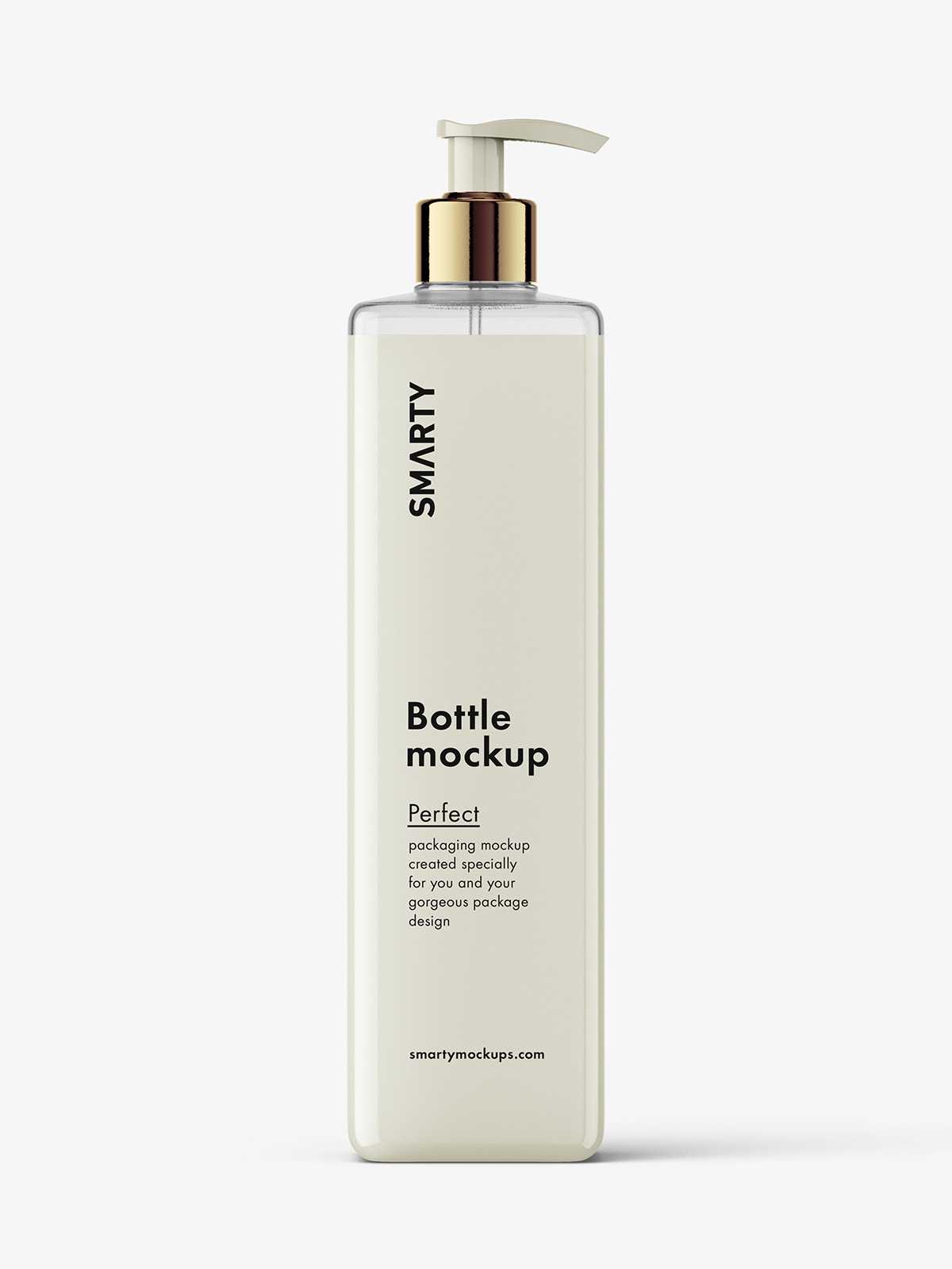 Square bottle with pump mockup / cream