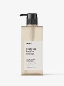 Square bottle with pump mockup / frosted