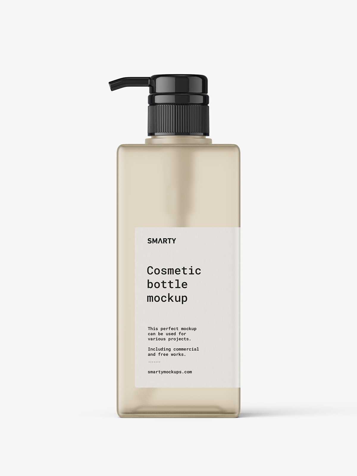 Square bottle with pump mockup / frosted