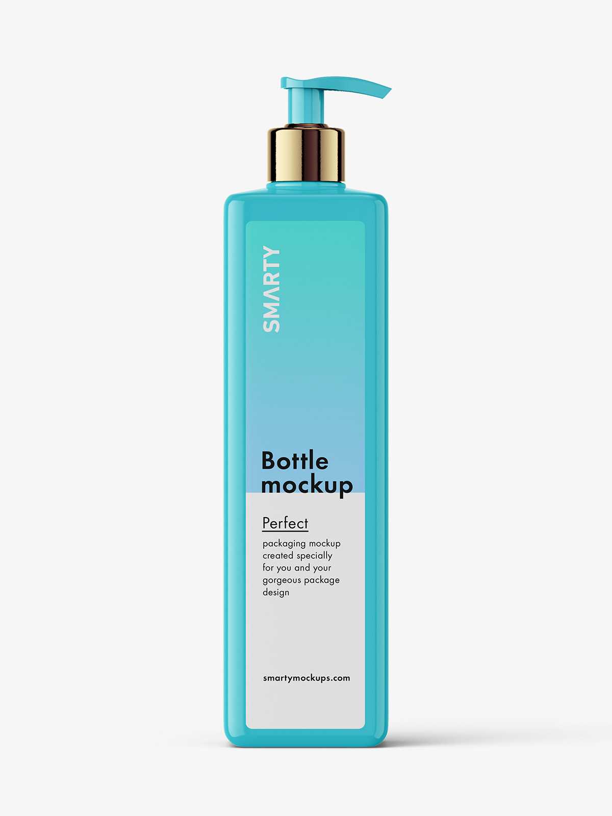 Square bottle with pump mockup / glossy